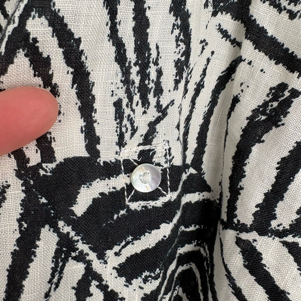 Cynthia Rowley 100% Linen 1X Leaf-Print Button Up Graphic Coastal Palm Springs - Picture 4 of 9
